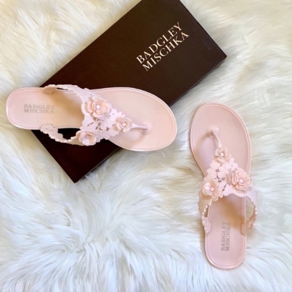 Badgley Mischka Shoes - Badgley Mischka Light Pink Bali Jelly Flip Flops